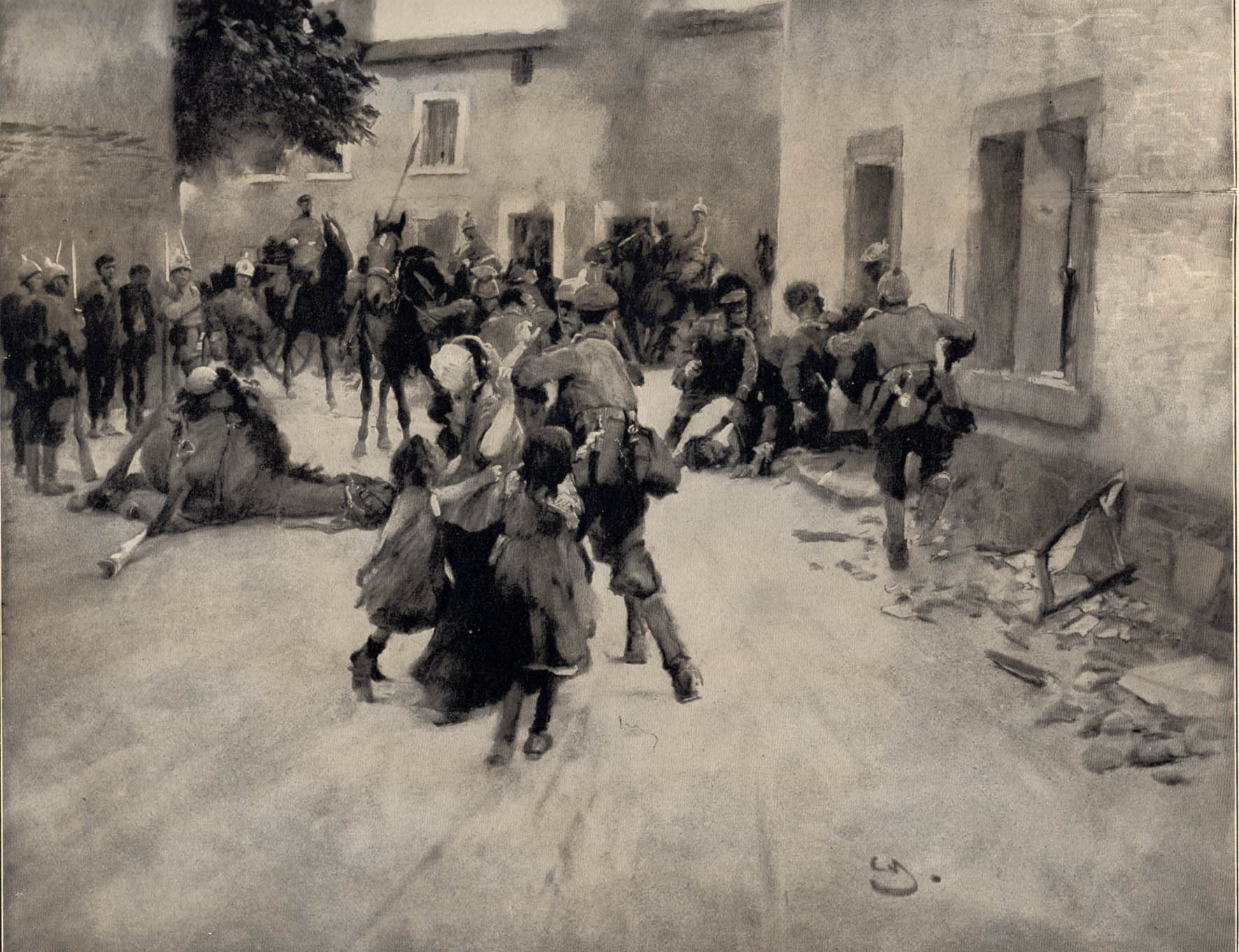 12. august 1914. Regiment 86 i Belgien. Civilister undgælder for skyderier.