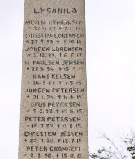 Detalje af mindesten, Lysabild Kirkegård