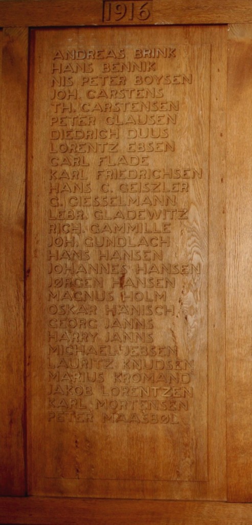Detalje af mindetavle, Skt. Nicolai Kirke, Aabenraa