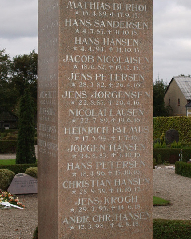 Detalje af mindesten, Tandslet Kirkegård