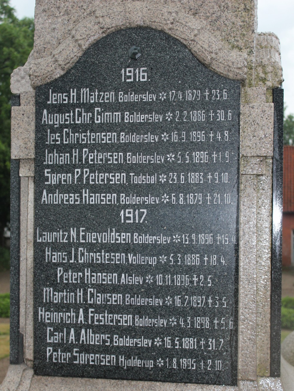 Detalje af mindesten, Bjolderup Kirkegård