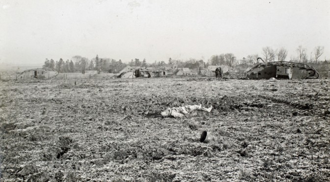 12. april 1917. Englænderne angriber: “De fjendtlige Rækker mejedes ned, som Straaene falder for Leen”