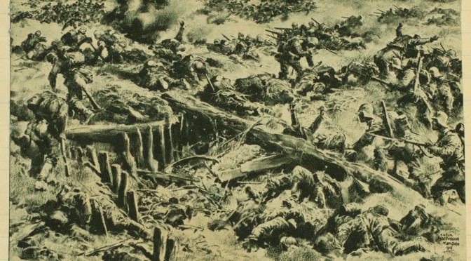 6. september 1916. Somme: Kl. 4 stiger fjenden ud af sine grave i tætte linjer!
