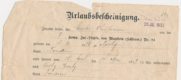 25. april 1917. Johannes Christensen: Vorherre har nok beredt ham et bedre hjem deroppe