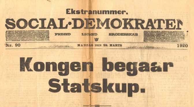 29. marts 1920. P. Chr. Stemann: Kongen har afskediget ministeriet.