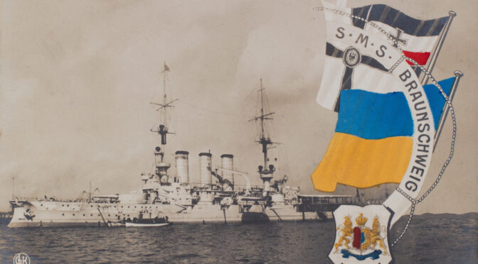 Peter Friedrich Jensen kvæstet ved eksplosion på SMS Braunschweig 12. september 1914. Mindedigt og diplom
